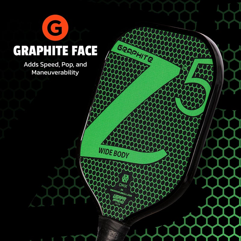 ONIX Graphite Z5 Pickleball Paddle (Graphite Carbon Fiber Face with Rough Texture Surface, Cushion Comfort Grip and Nomex Honeycomb Core for Touch, Control, and Power), Green - Image 4